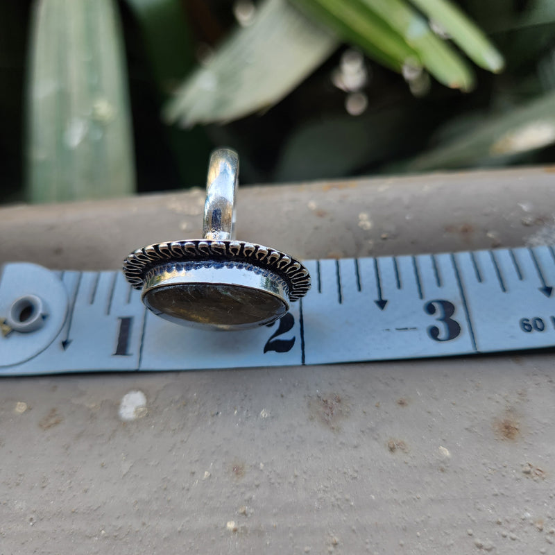 Certified Labradorite Adjustable Rings- Design 12
