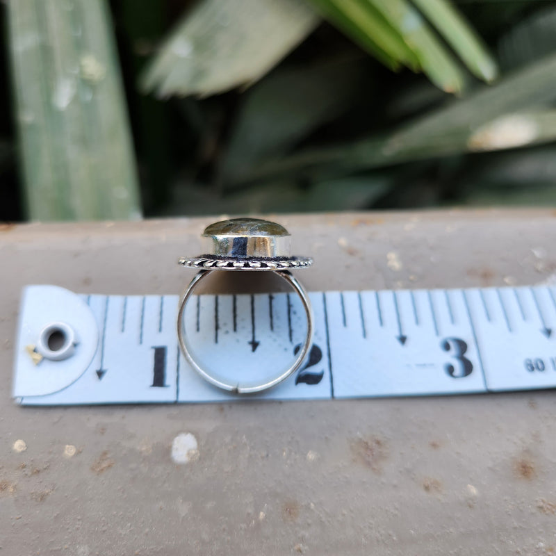 Certified Labradorite Adjustable Rings- Design 12