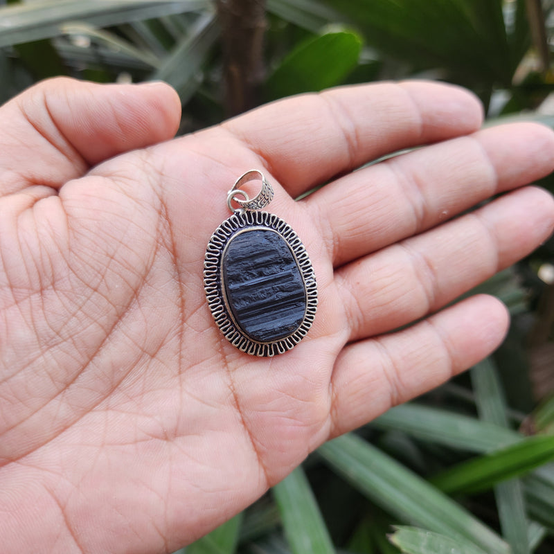 Certified Black Tourmaline Pendant without chain-48