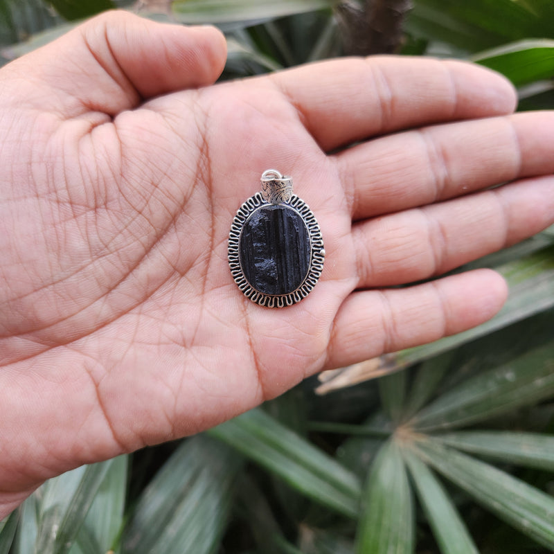 Certified Black Tourmaline Pendant without chain-55