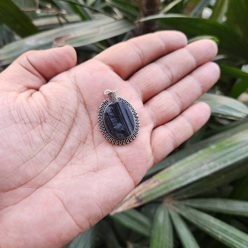 Certified Black Tourmaline Pendant without chain-55