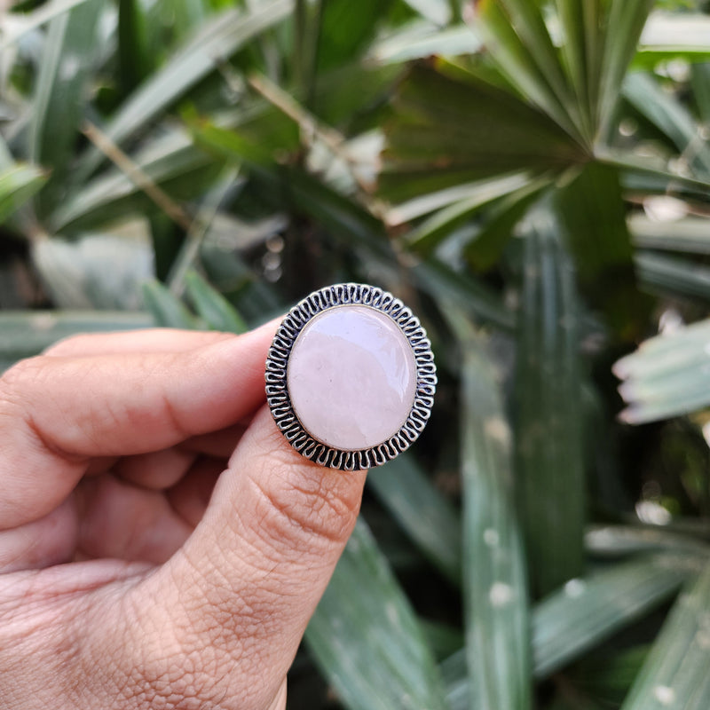 Certified Rose Quartz Adjustable Rings- R56