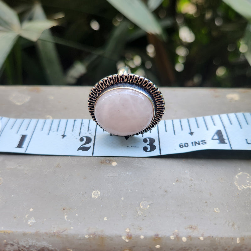 Certified Rose Quartz Adjustable Rings- R56