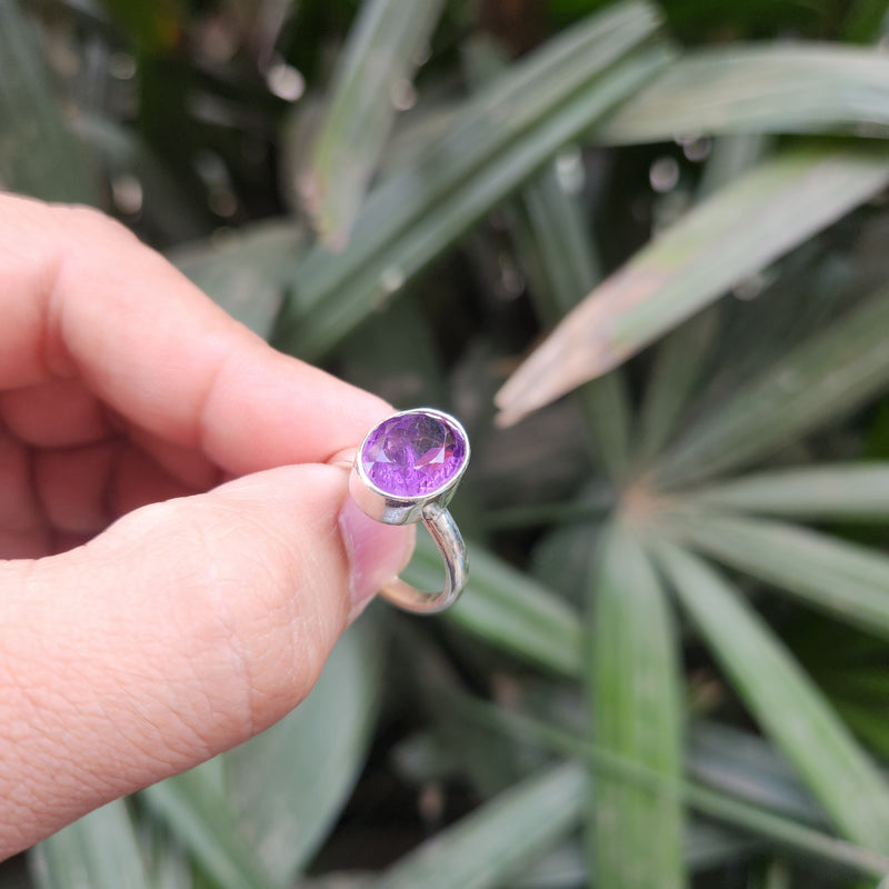 Certified Amethyst Gemstone 925 Silver Adjustable Rings - Ring18
