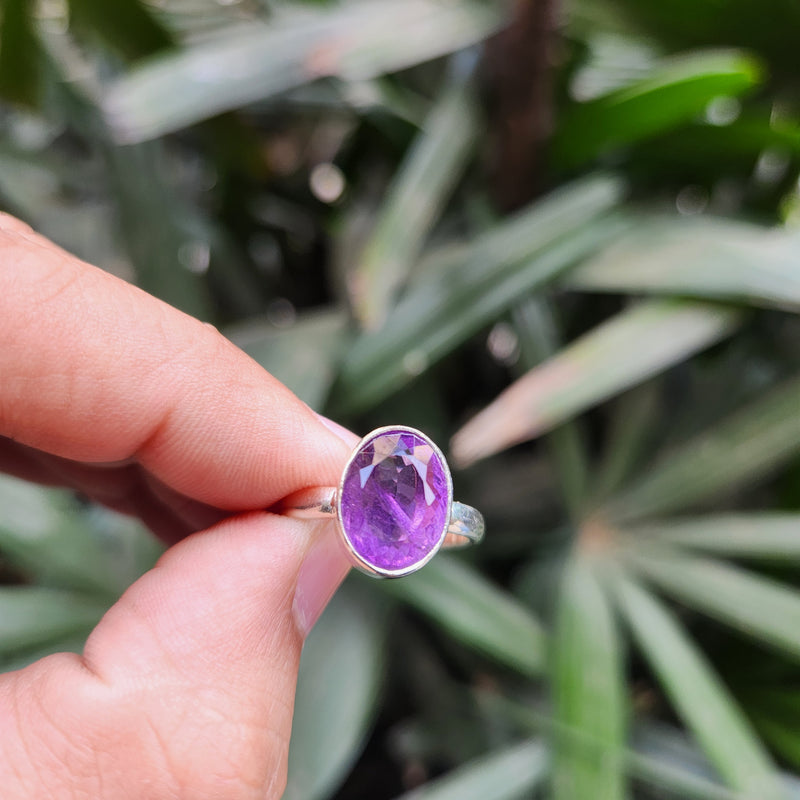 Certified Amethyst Gemstone 925 Silver Adjustable Rings - Ring18