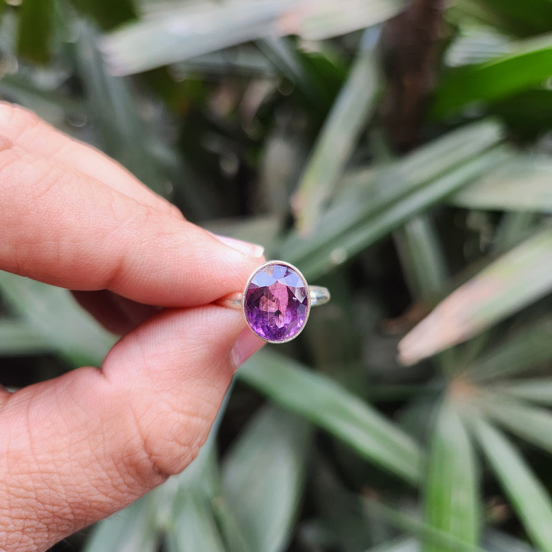 Certified Amethyst Gemstone 925 Silver Adjustable Rings - Ring19
