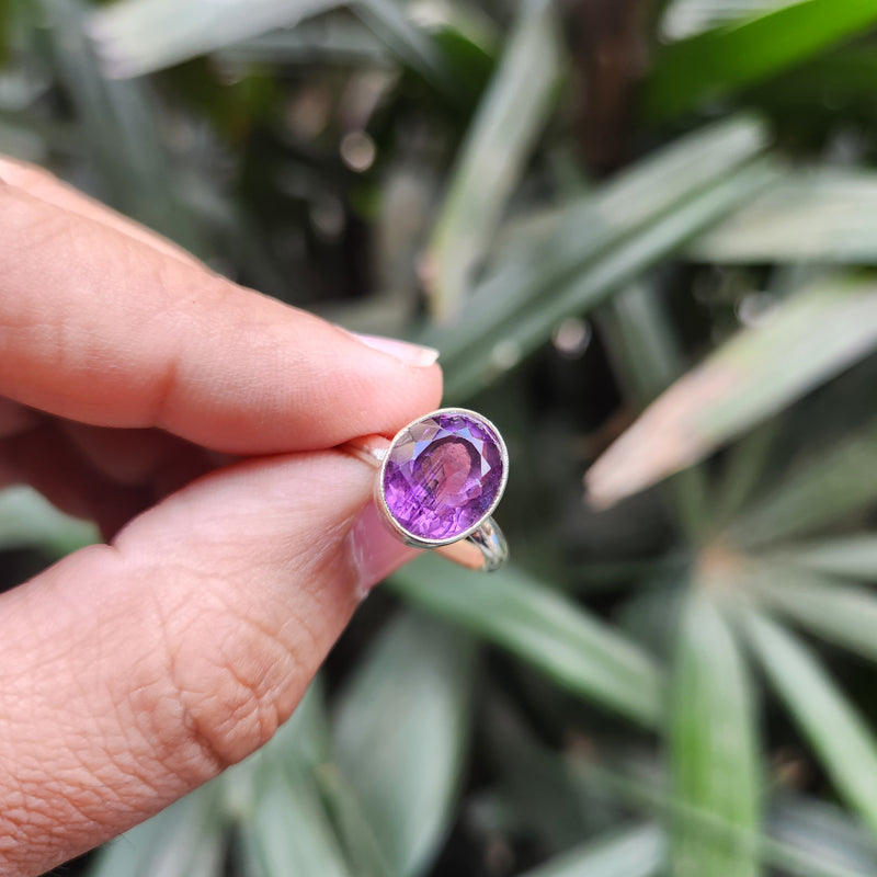 Certified Amethyst Gemstone 925 Silver Adjustable Rings - Ring19