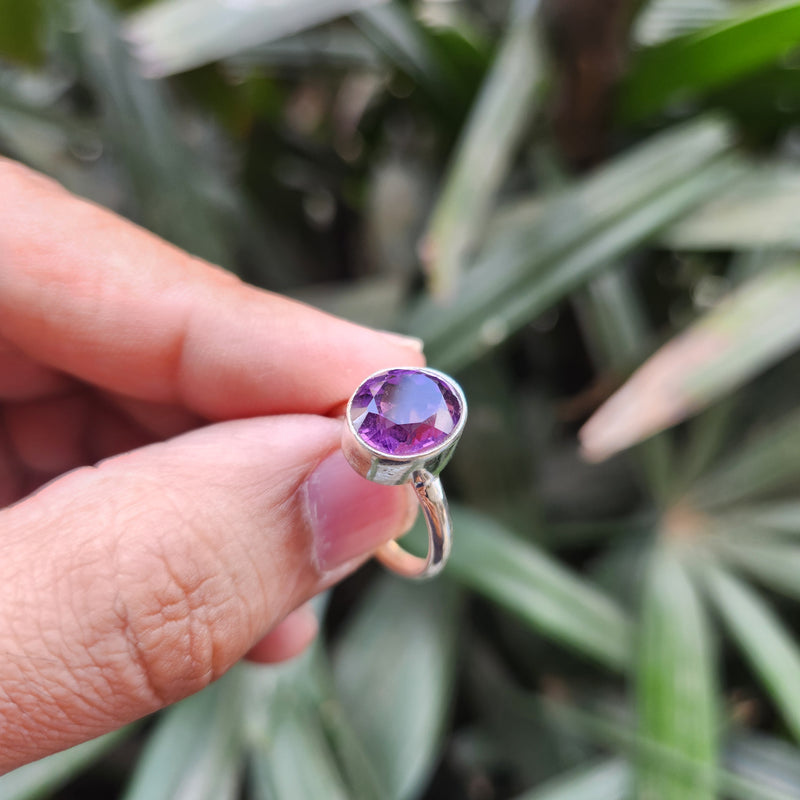 Certified Amethyst Gemstone 925 Silver Adjustable Rings - Ring19