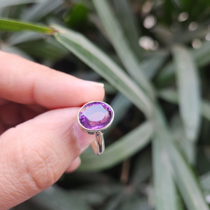 Certified Amethyst Gemstone 925 Silver Adjustable Rings - Ring19
