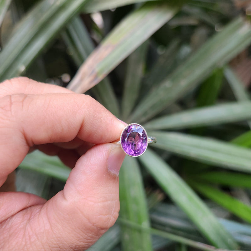 Certified Amethyst Gemstone 925 Silver Adjustable Rings - Ring19