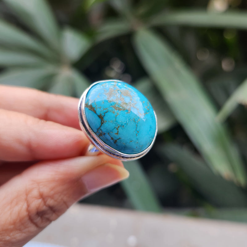 Certified Turquoise Firoza Adjustable Rings- R71