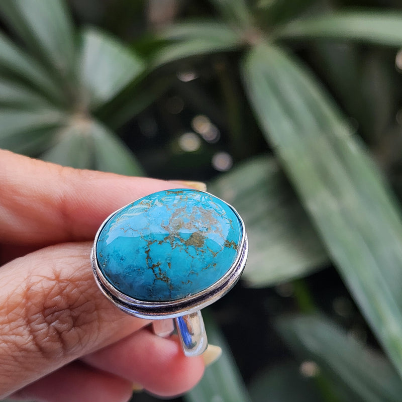 Certified Turquoise Firoza Adjustable Rings- R71