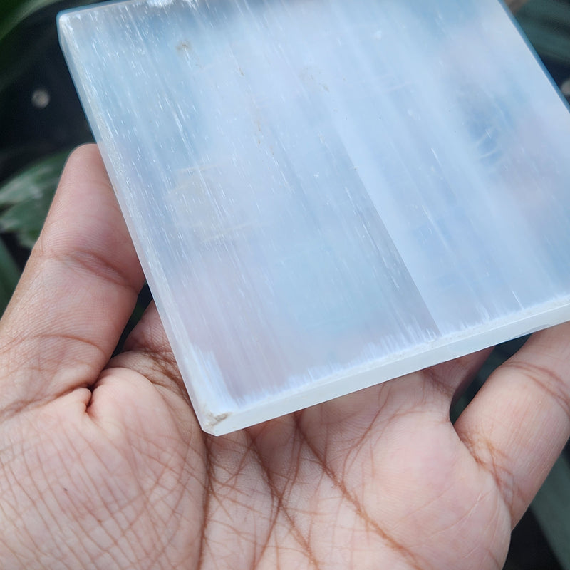 Charging & Protection Selenite Plate with Reiki Symbols Engravement