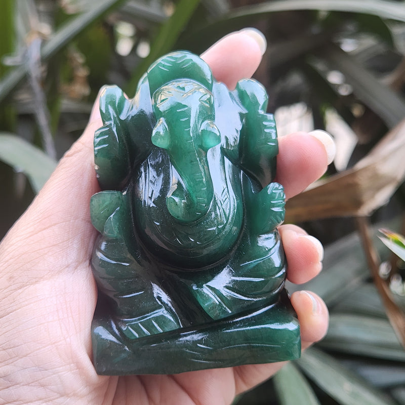 Green Jade Ganesha for Luck & Abundance