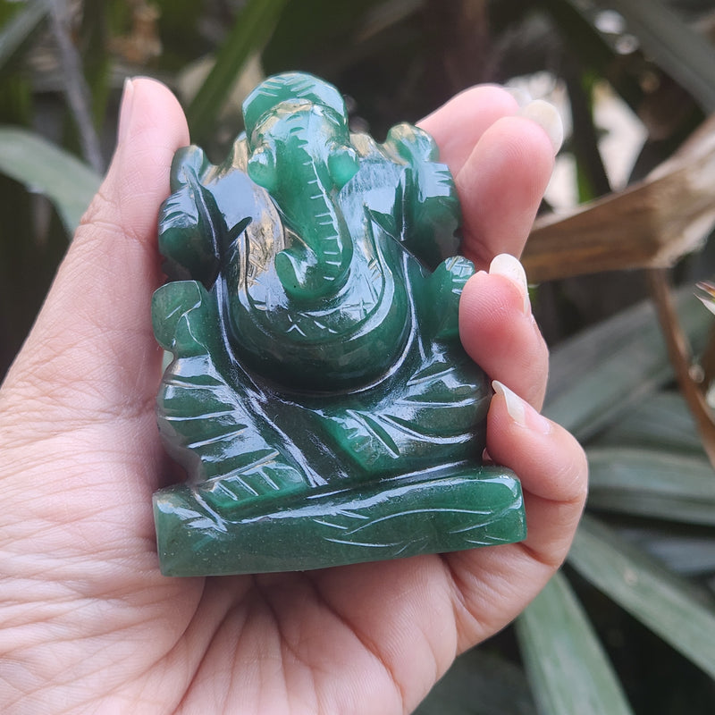 Green Jade Ganesha for Luck & Abundance