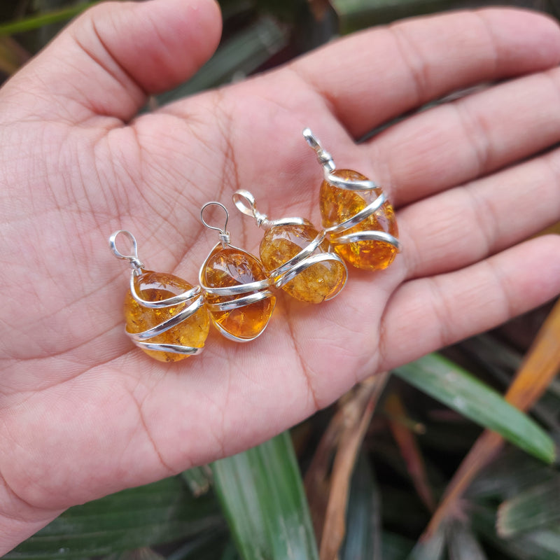 Certified Citrine Tumbled Pendant - 1 Piece