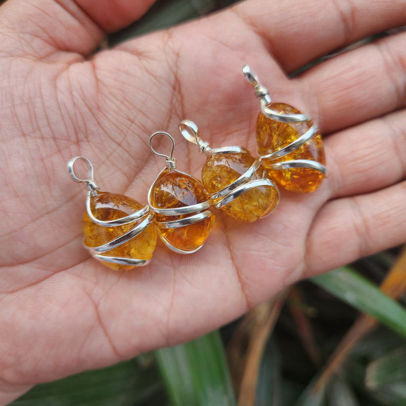 Certified Citrine Tumbled Pendant - 1 Piece