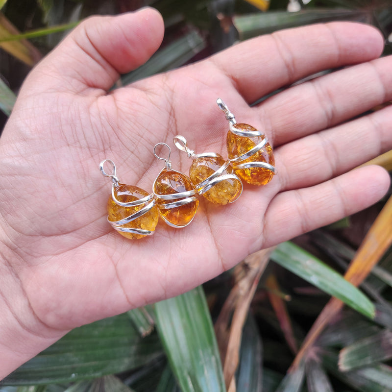 Certified Citrine Tumbled Pendant - 1 Piece