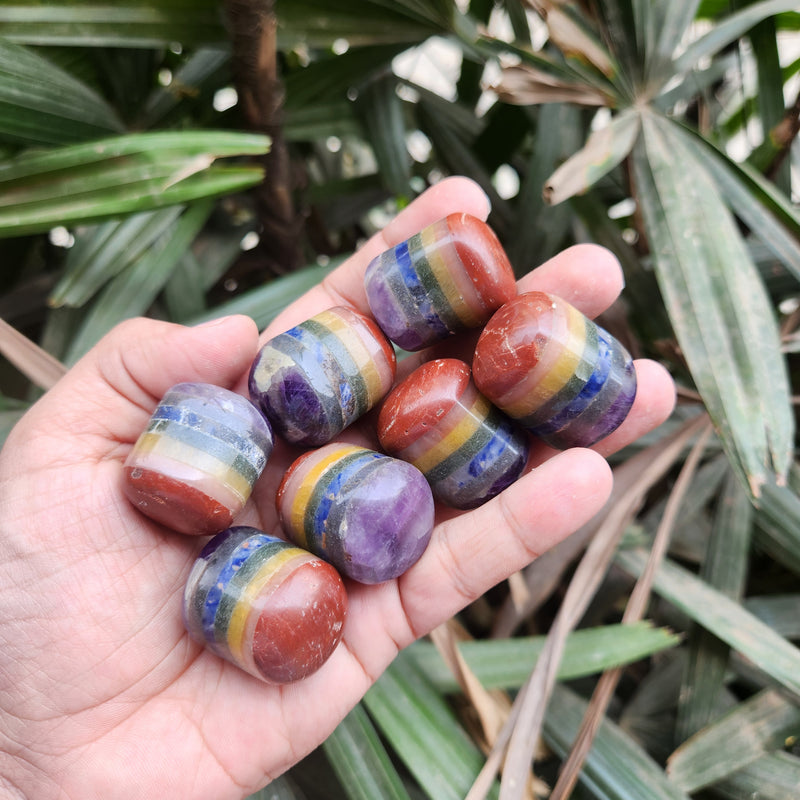 Energised Seven (7) Chakra Bonded Tumbled Stones - 1 Piece