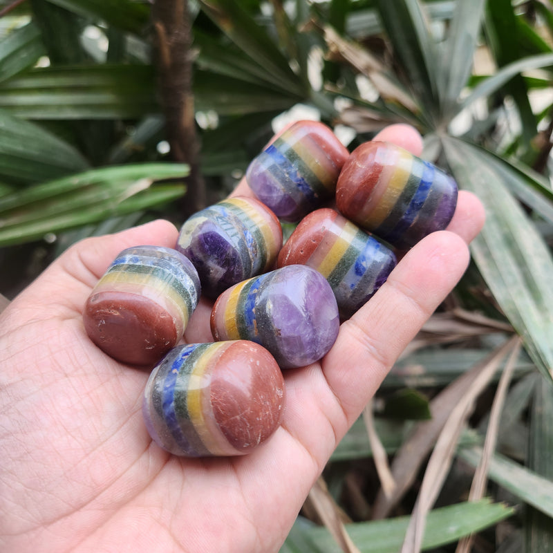 Energised Seven (7) Chakra Bonded Tumbled Stones - 1 Piece