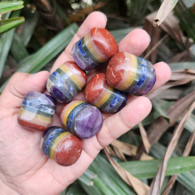 Energised Seven (7) Chakra Bonded Tumbled Stones - 1 Piece