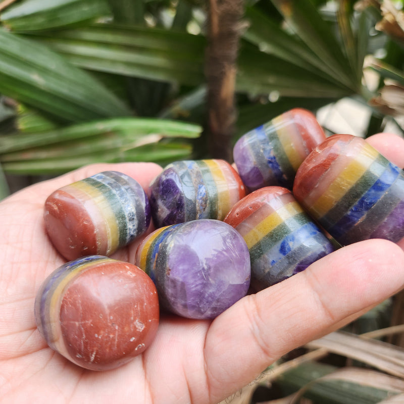 Energised Seven (7) Chakra Bonded Tumbled Stones - 1 Piece