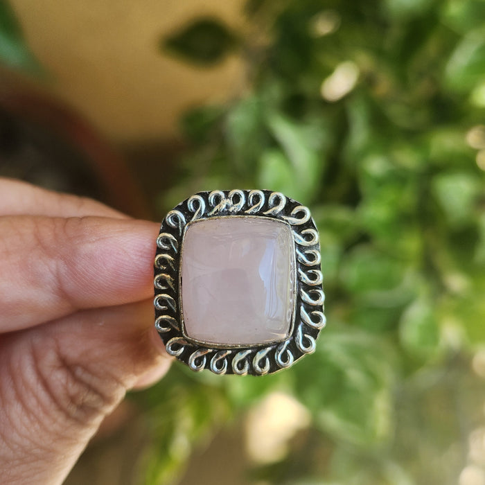 Certified Rose Quartz Adjustable Rings- R67