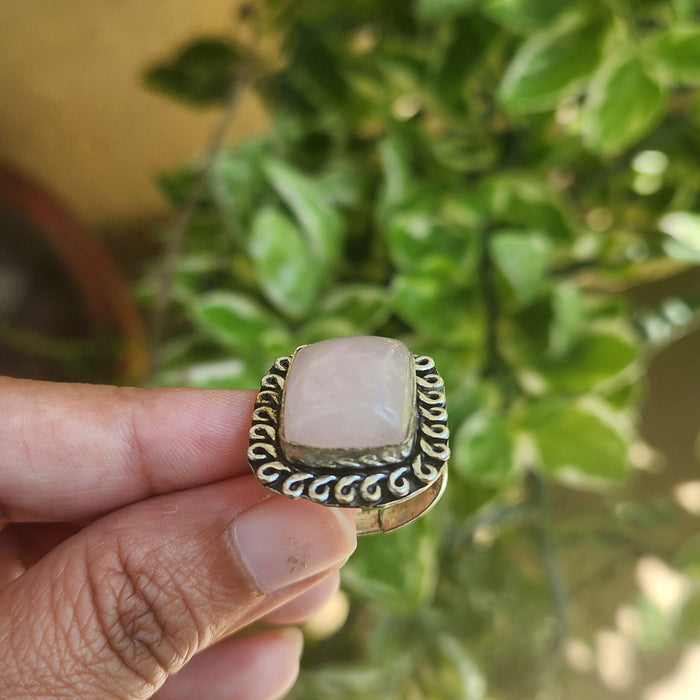 Certified Rose Quartz Adjustable Rings- R67