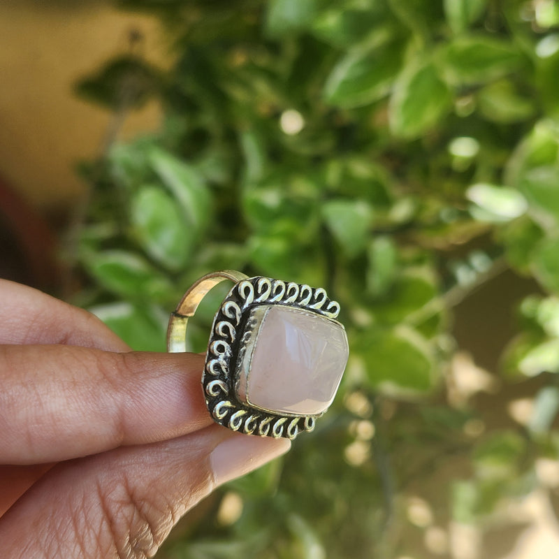 Certified Rose Quartz Adjustable Rings- R67