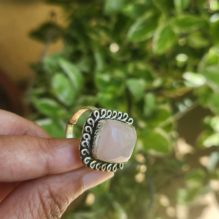 Certified Rose Quartz Adjustable Rings- R67