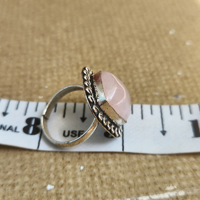 Certified Rose Quartz Adjustable Rings- R67