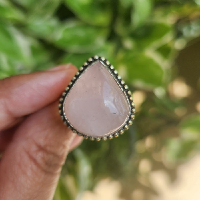 Certified Rose Quartz Adjustable Rings- R68
