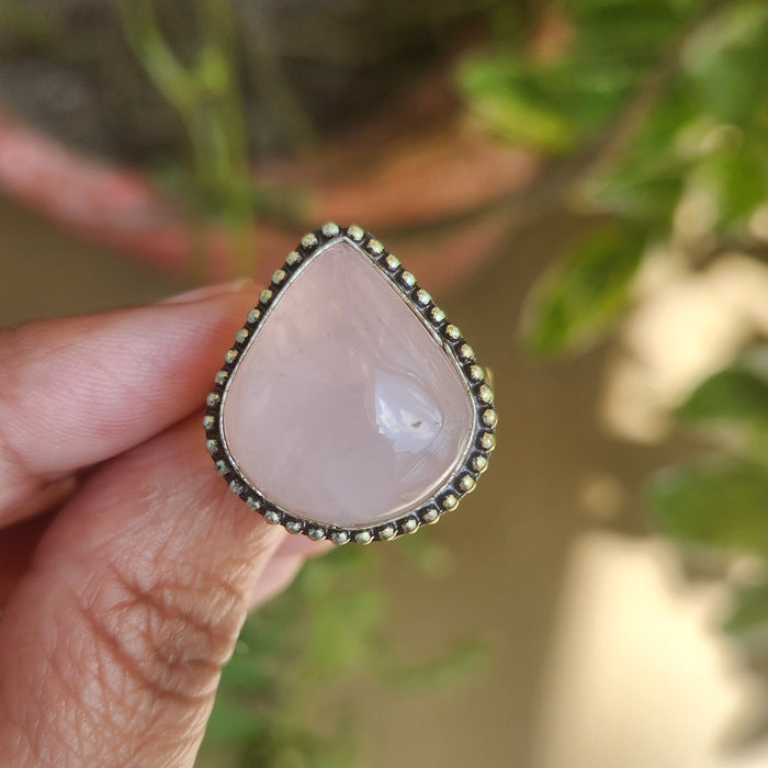 Certified Rose Quartz Adjustable Rings- R68