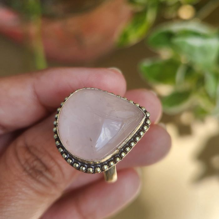 Certified Rose Quartz Adjustable Rings- R68