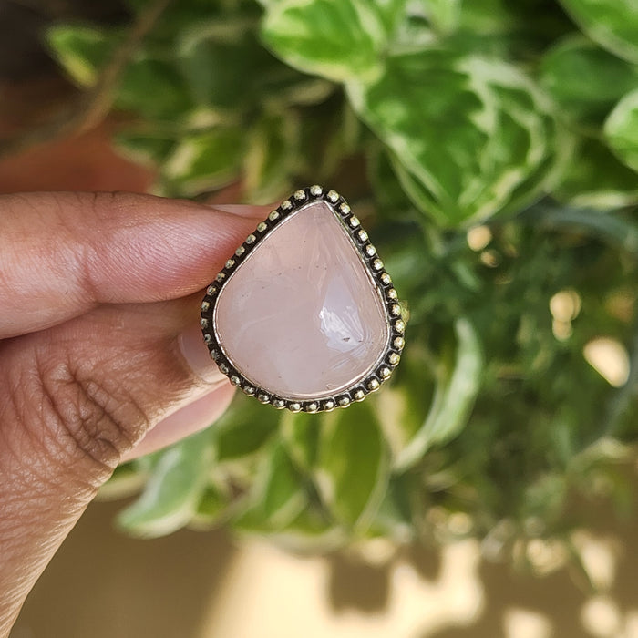 Certified Rose Quartz Adjustable Rings- R68