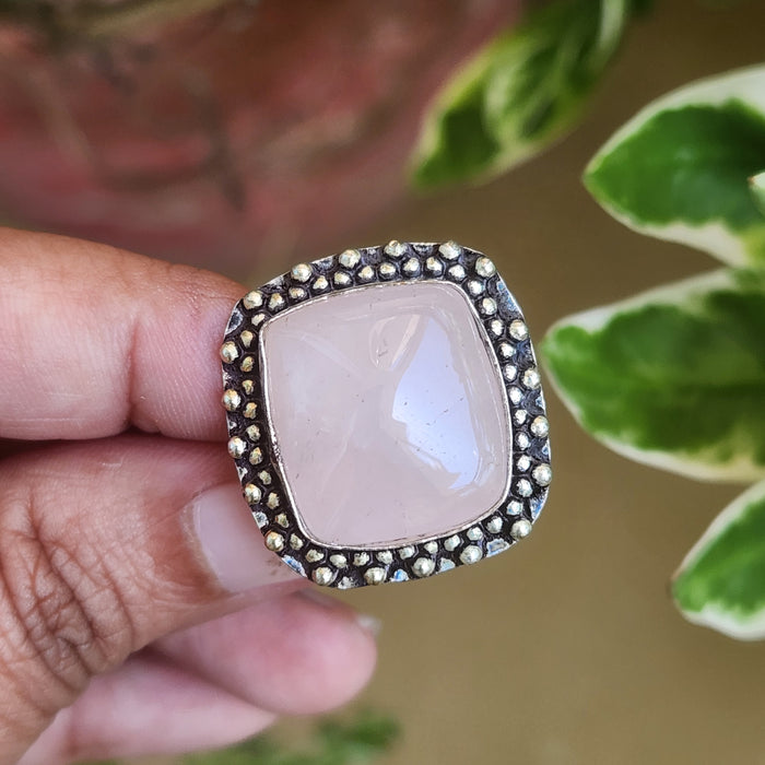 Certified Rose Quartz Adjustable Rings- R70