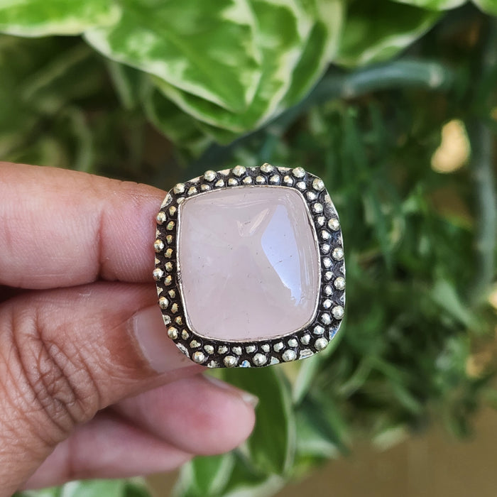 Certified Rose Quartz Adjustable Rings- R70