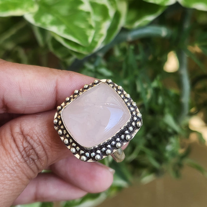 Certified Rose Quartz Adjustable Rings- R70