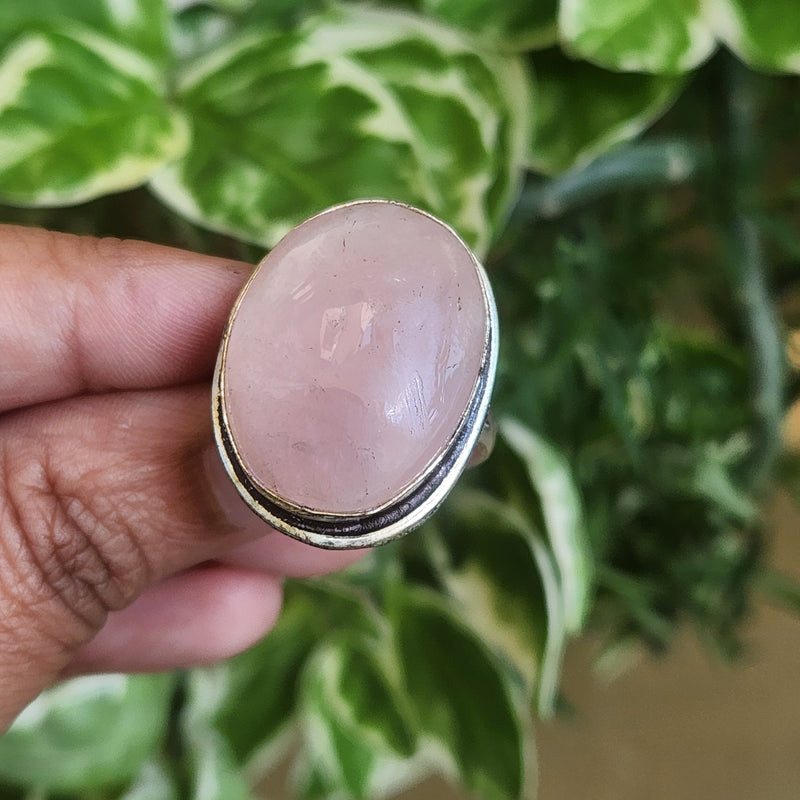 Certified Rose Quartz Adjustable Rings- R71