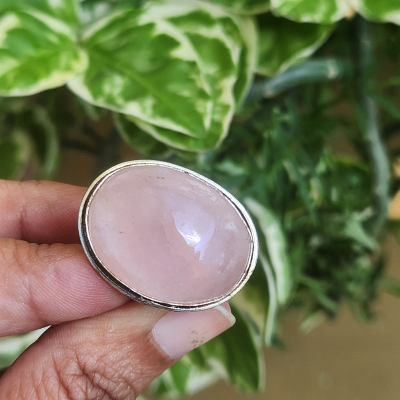 Certified Rose Quartz Adjustable Rings- R71