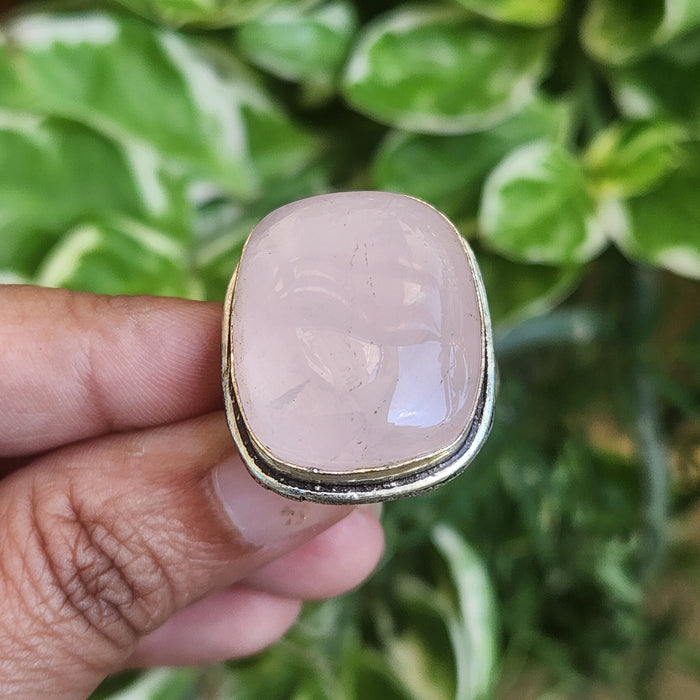 Certified Rose Quartz Adjustable Rings- R72