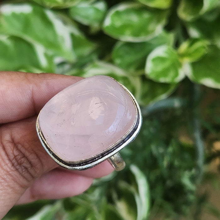 Certified Rose Quartz Adjustable Rings- R72