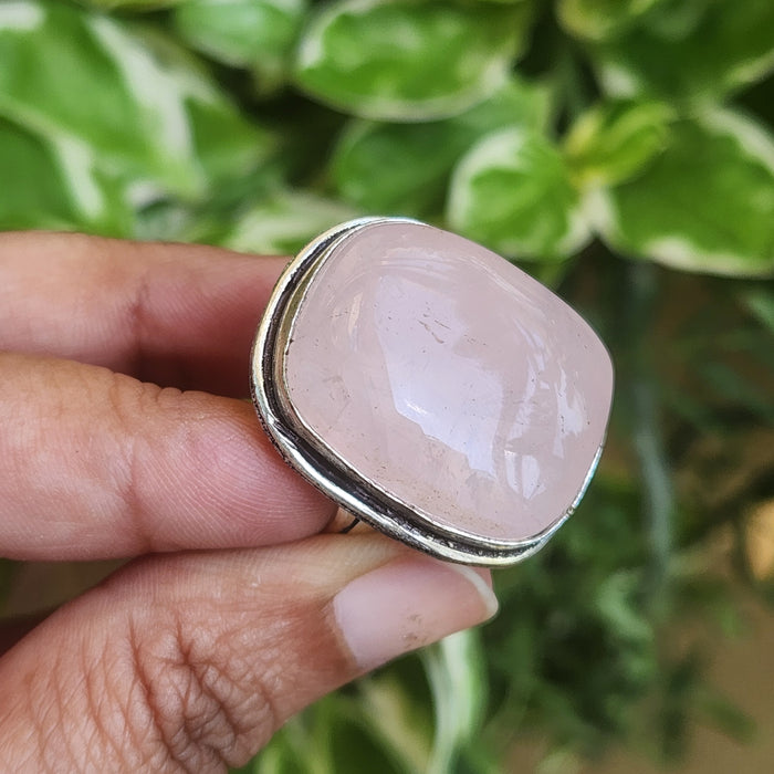 Certified Rose Quartz Adjustable Rings- R72