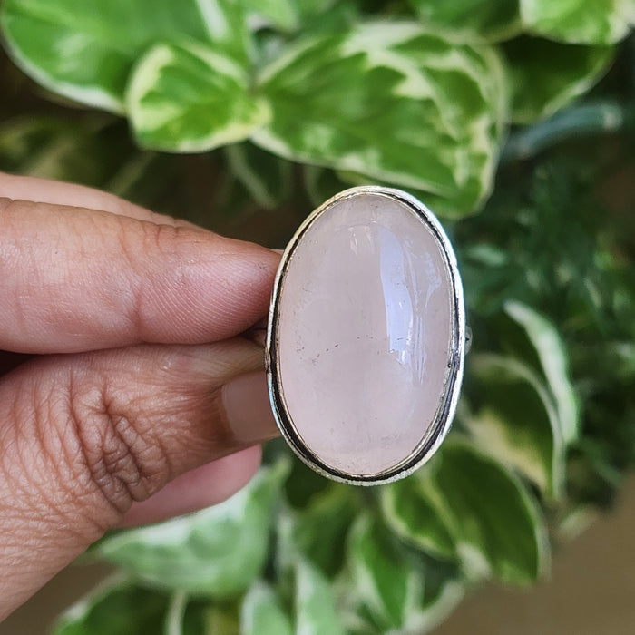 Certified Rose Quartz Adjustable Rings- R73