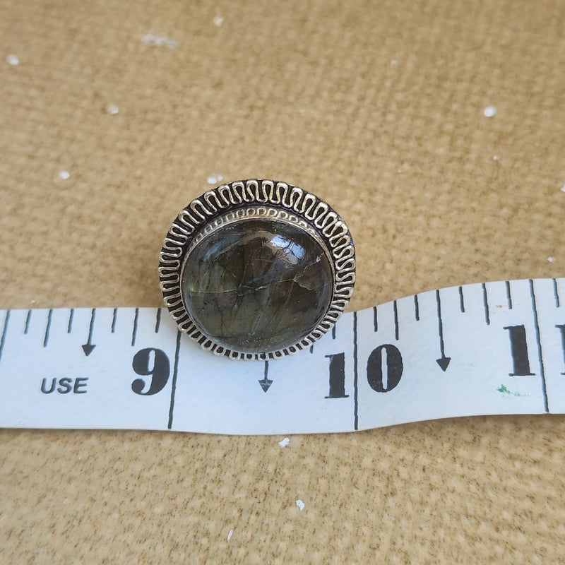 Certified Labradorite Adjustable Rings- Design 15