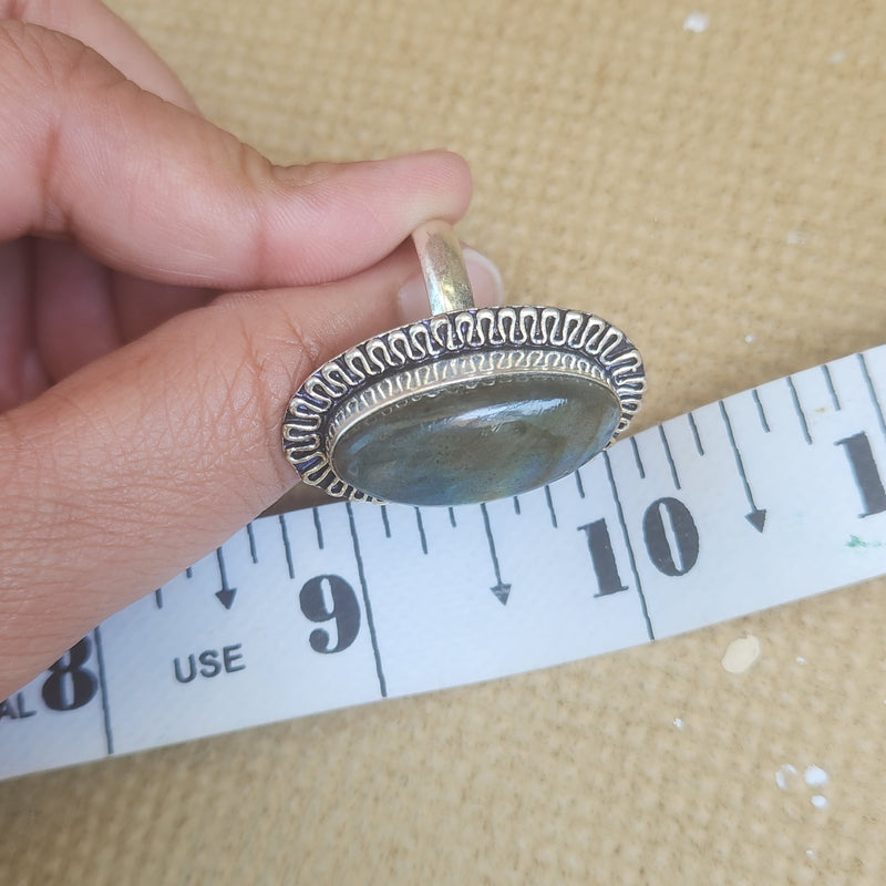 Certified Labradorite Adjustable Rings- Design 16
