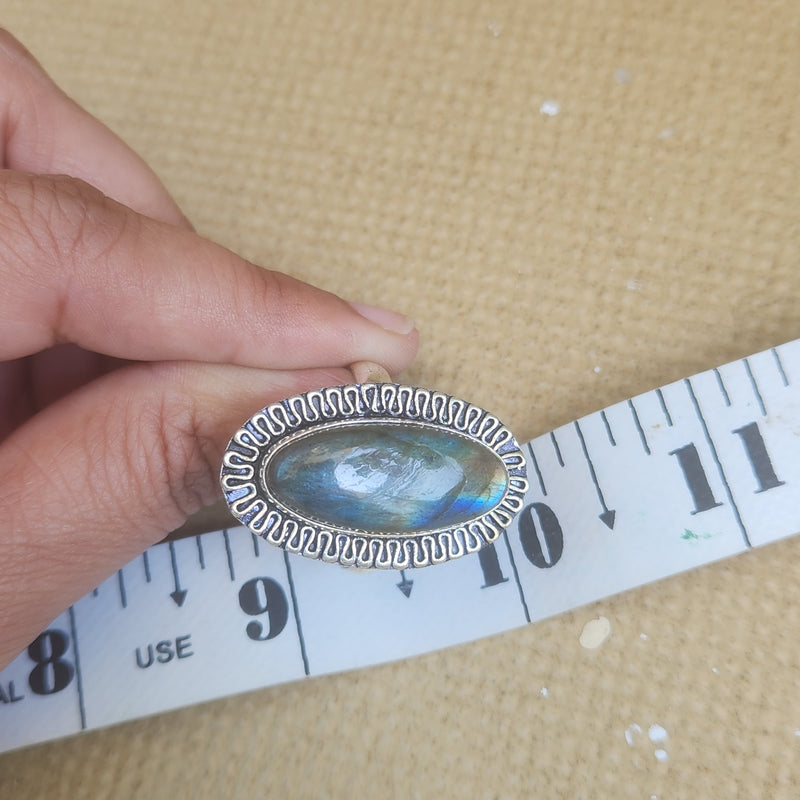 Certified Labradorite Adjustable Rings- Design 16