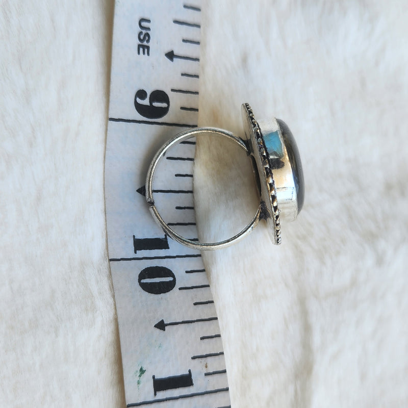 Certified Labradorite Adjustable Rings- Design 17