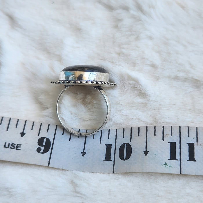 Certified Labradorite Adjustable Rings- Design 17
