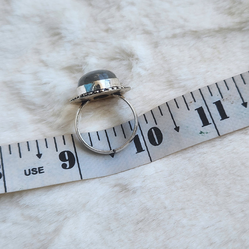 Certified Labradorite Adjustable Rings- Design 18